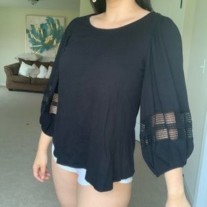 Black shirt with puffy sleeves